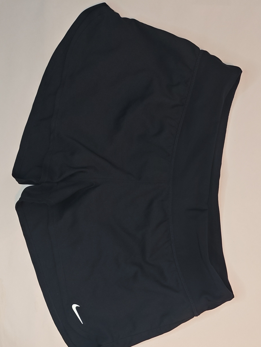 Nike Women's Black Athletic Shorts with White Swoosh Logo